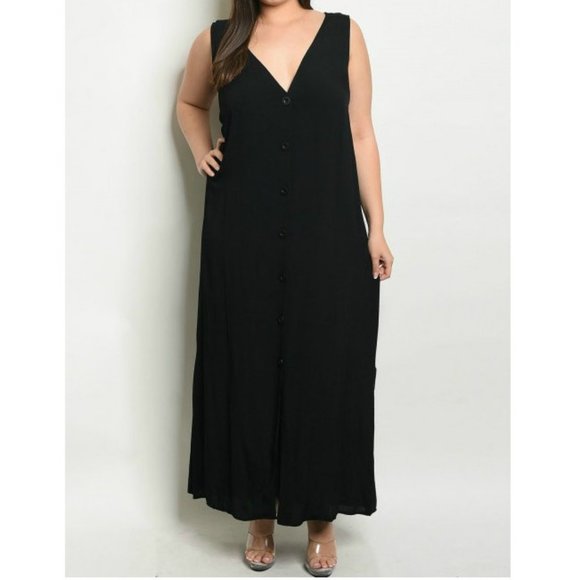button down maxi dress plus size